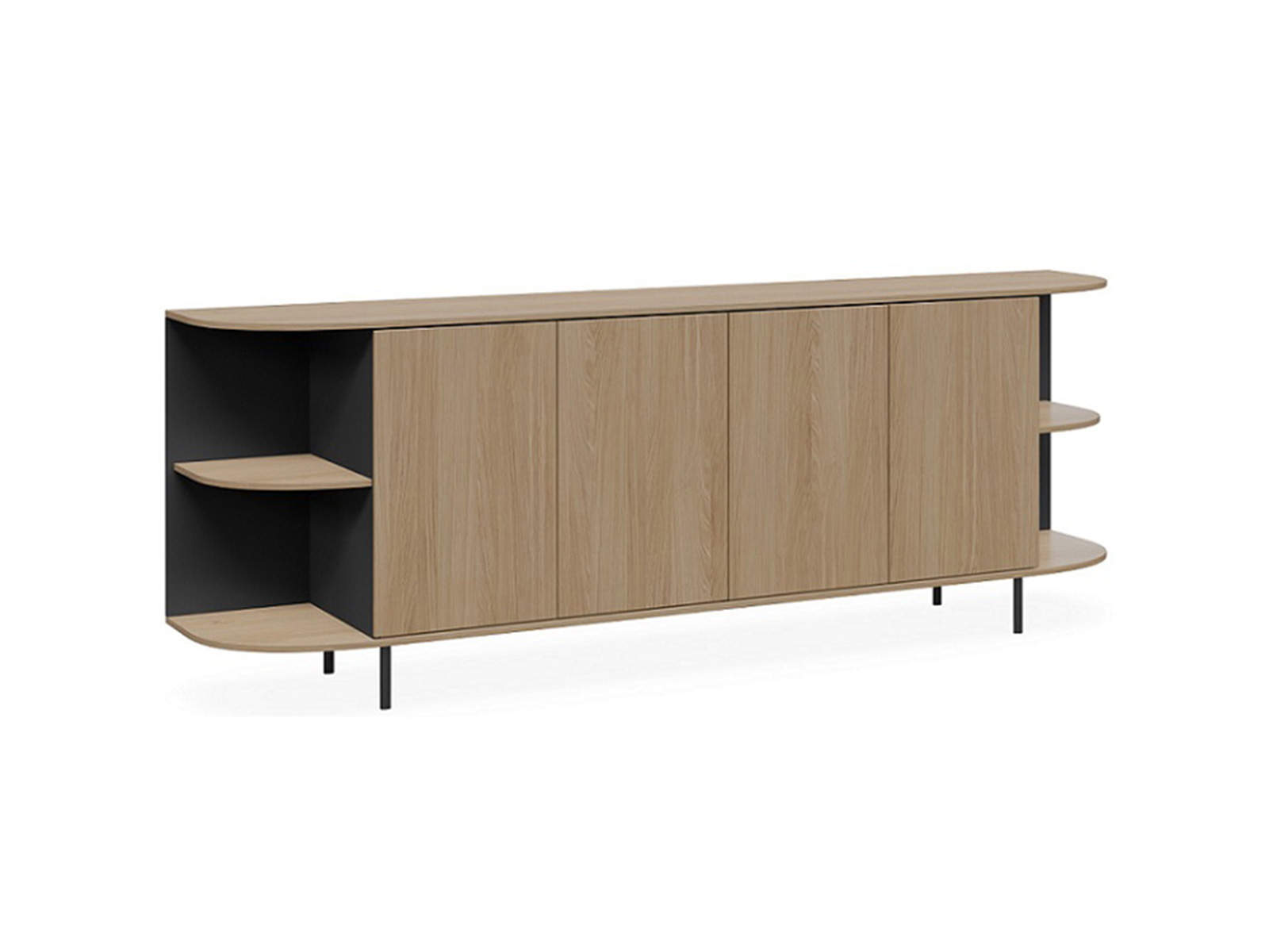 Mila Buffet Credenza in timber look with black accents