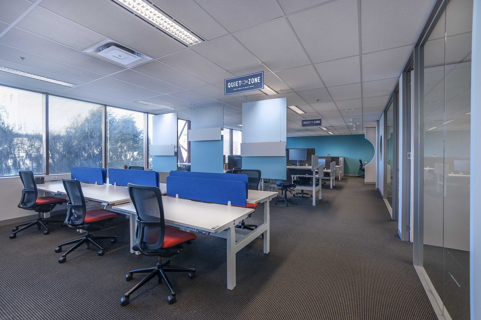 Dulux Group head office with acoustic panels hanging from ceiling