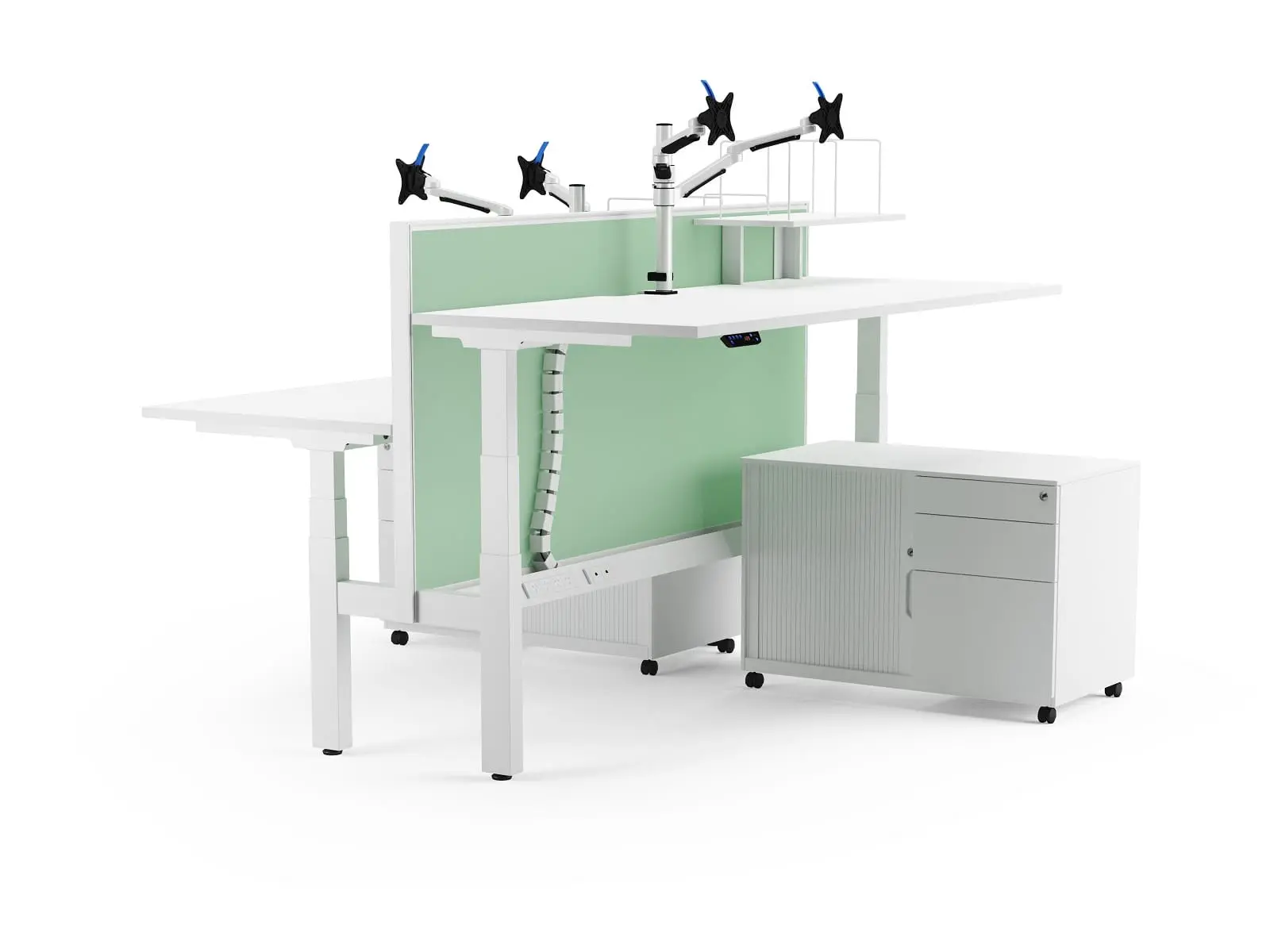 White electric 2-way office workstation base for adjustable office desk or office table