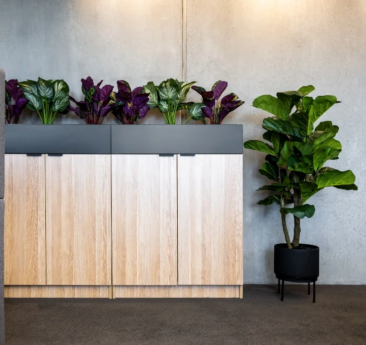 Melamine storage with planter