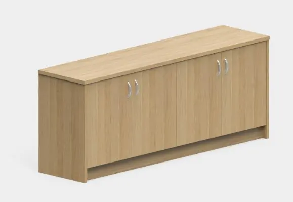 Oxford credenza in buffet style office storage cabinet with shelves and timber finish