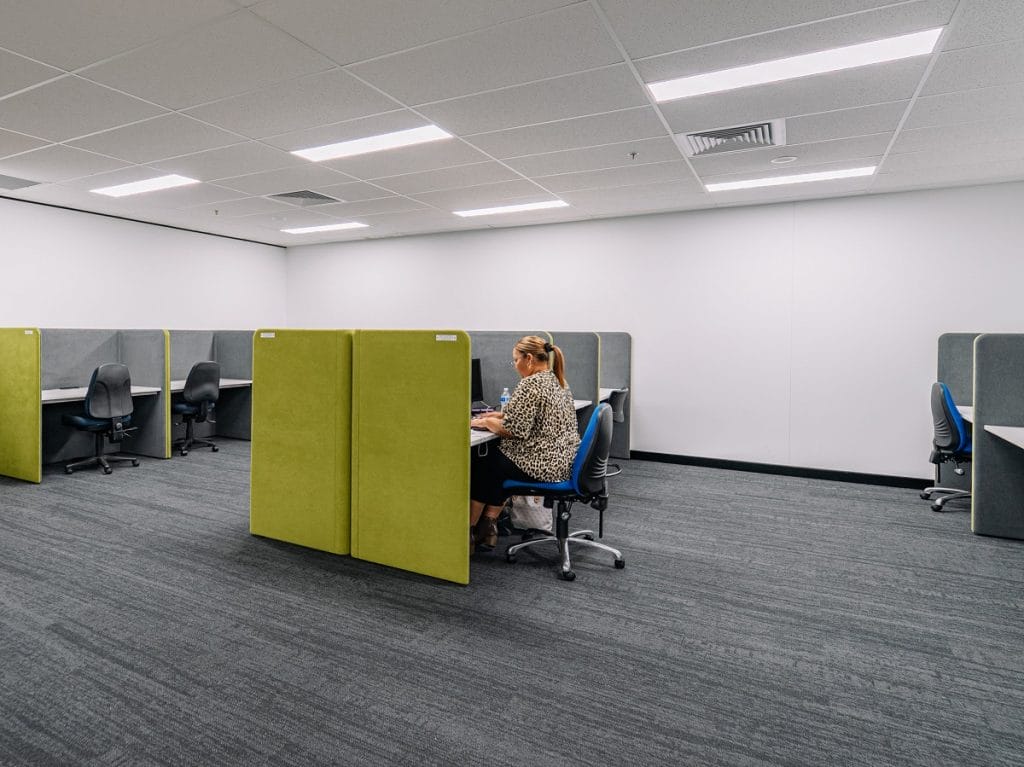 create an open-plan office layout design