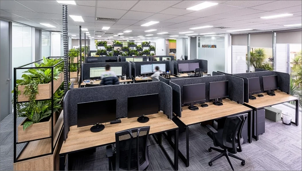open plan office with workstations