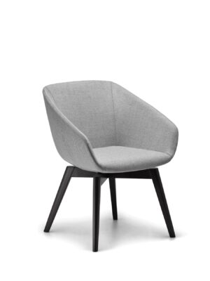 lounge chair grey custom upholstery black timber base