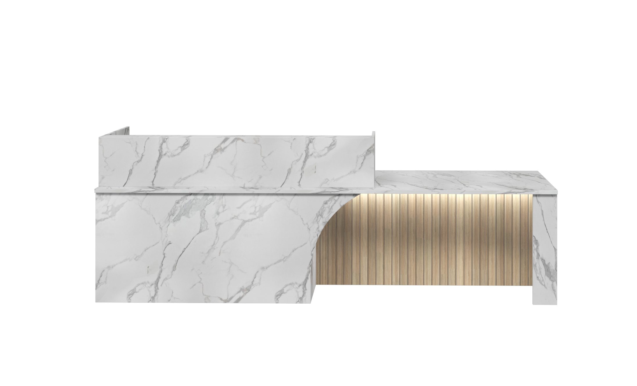 reception counter led lighting line detailing marble