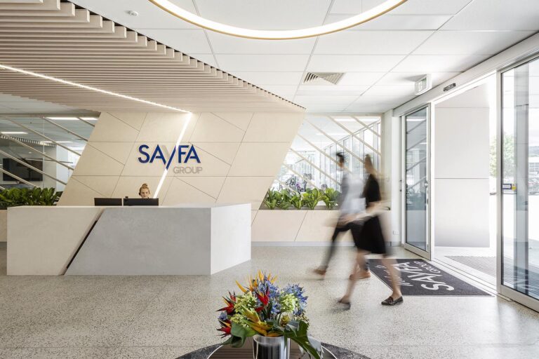 people walking reception area